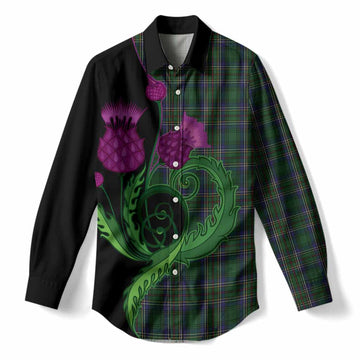 Cockburn Tartan Women Casual Shirt Traditional Scottish Thistle