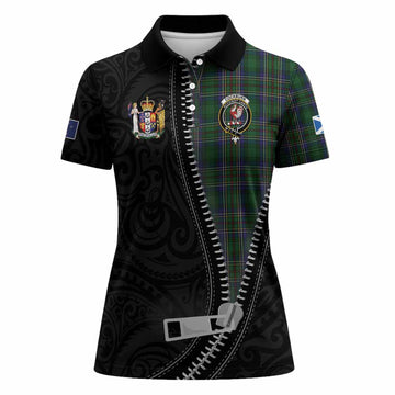 Cockburn Tartan Women Polo Shirt New Zealand Pattern Unique Zipper Stylized