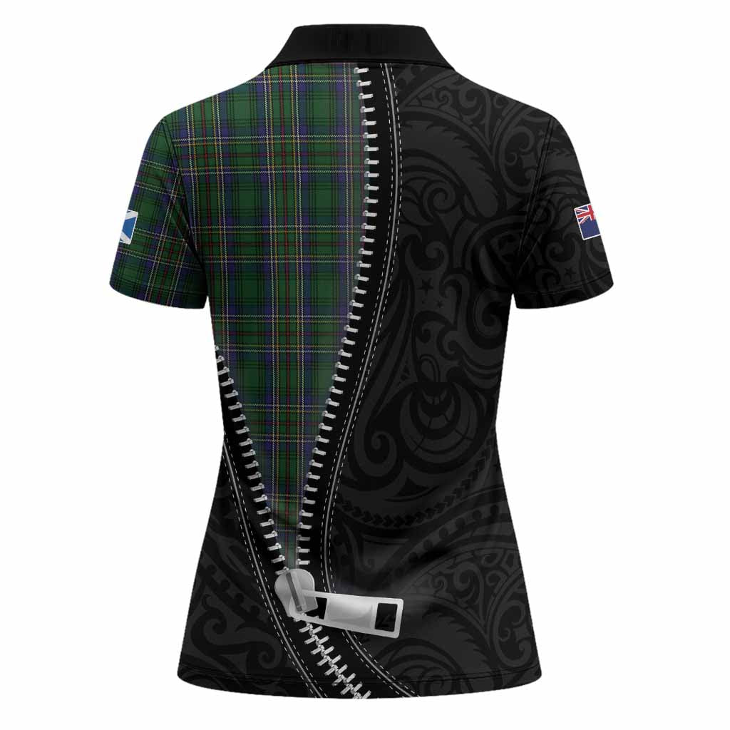 Cockburn Tartan Women Polo Shirt New Zealand Pattern Unique Zipper Stylized