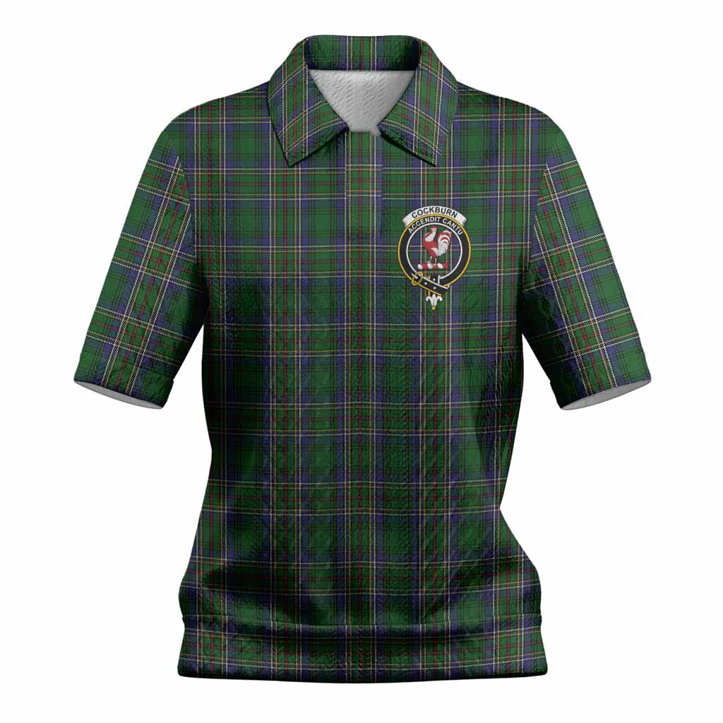 Cockburn Tartan Women’s Polo Sweater Top with Family Crest
