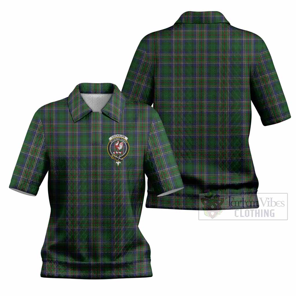 Cockburn Tartan Women’s Polo Sweater Top with Family Crest