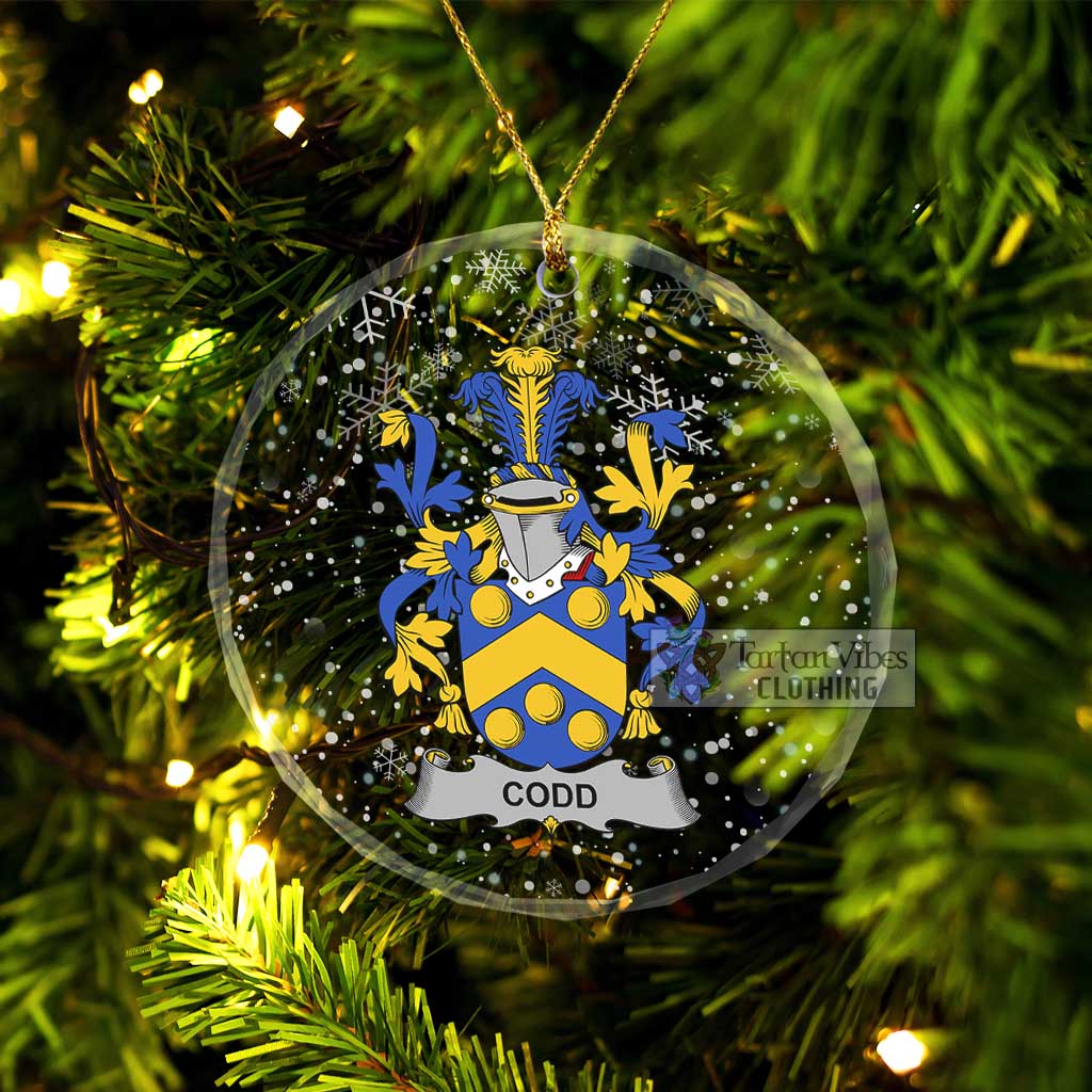 Codd Irish Clan Christmas Glass Ornament with Coat of Arms Transparent Glass Circle - 2D-tartanvibesclothing