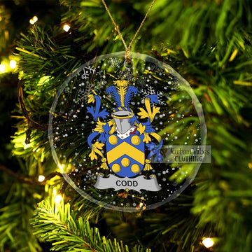 Codd Irish Clan Christmas Glass Ornament with Coat of Arms Transparent Glass Circle - 2D-tartanvibesclothing