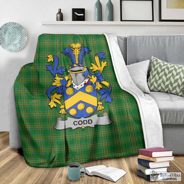 Tartan Vibes Clothing Codd Irish Clan Tartan Blanket with Coat of Arms