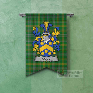 Tartan Vibes Clothing Codd Irish Clan Tartan Gonfalon, Tartan Banner with Coat of Arms