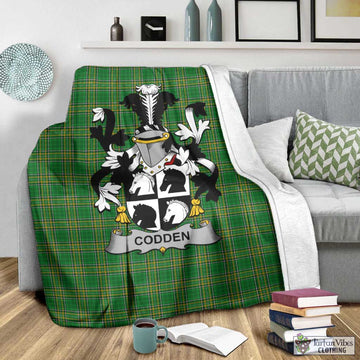 Tartan Vibes Clothing Codden Irish Clan Tartan Blanket with Coat of Arms