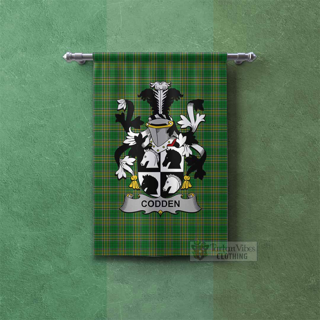 Codden Irish Clan Tartan Gonfalon, Tartan Banner with Coat of Arms Rectangle - Tartan Vibes Clothing