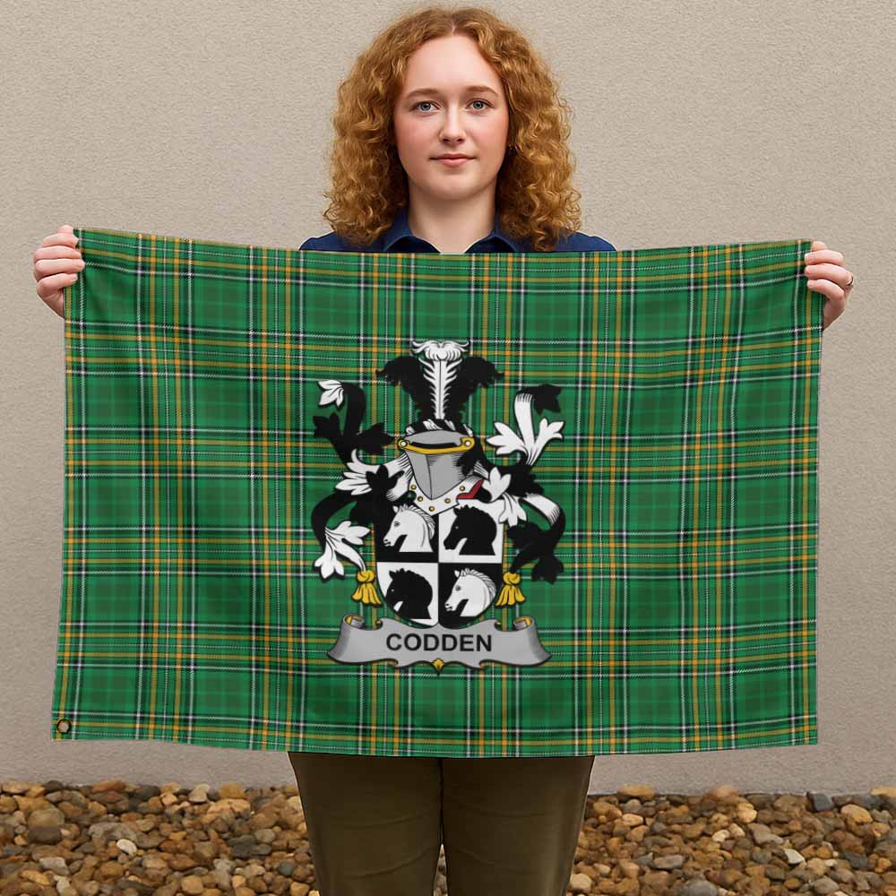 Tartan Vibes Clothing Codden Irish Clan Tartan House Flag with Coat of Arms