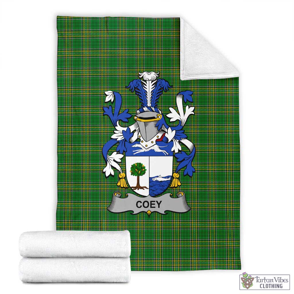 Coey Irish Clan Tartan Blanket with Coat of Arms X-Large 59 x 79 inches 150 x 200 cm - Tartan Vibes Clothing