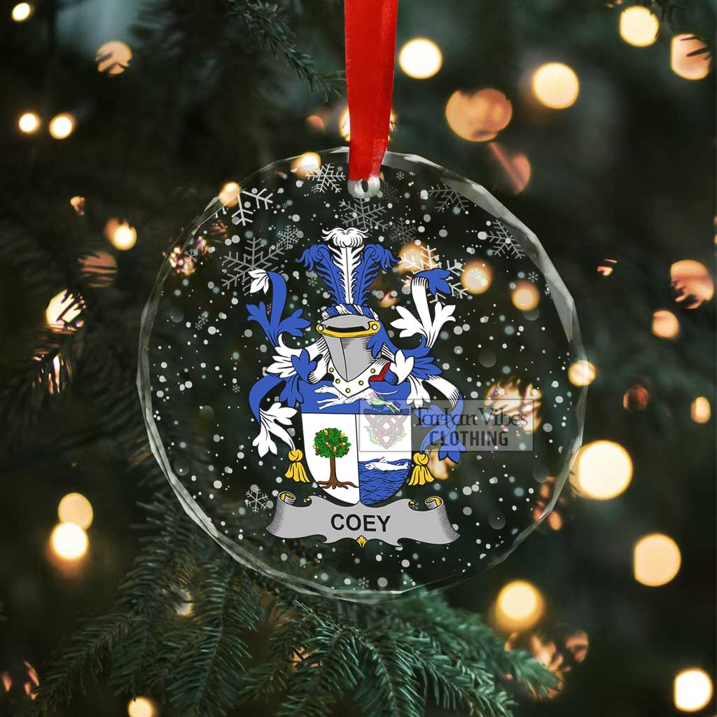 Coey Irish Clan Christmas Glass Ornament with Coat of Arms - 2D-tartanvibesclothing