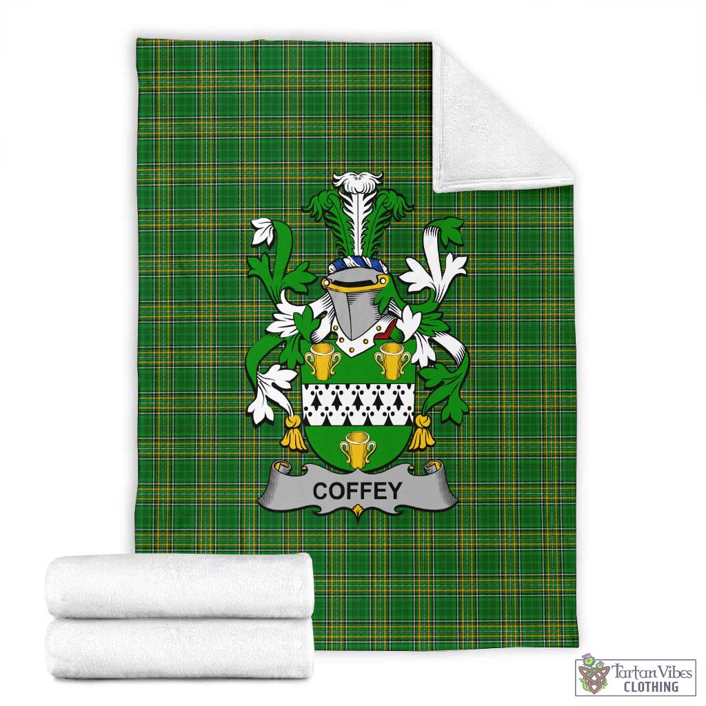 Coffey Irish Clan Tartan Blanket with Coat of Arms X-Large 59 x 79 inches 150 x 200 cm - Tartan Vibes Clothing