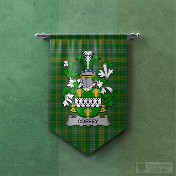 Coffey Irish Clan Tartan Gonfalon, Tartan Banner with Coat of Arms
