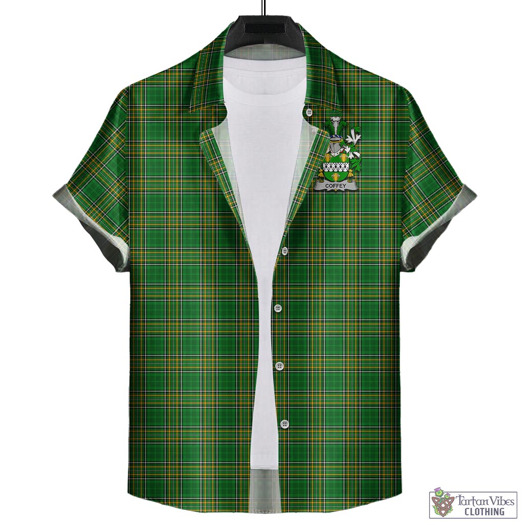 Coffey Irish Clan Tartan Hawaiian Shirt with Coat of Arms - Tartan Vibes Clothing