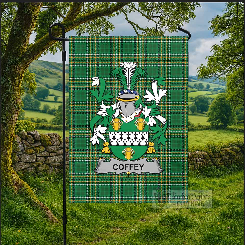 Coffey Irish Clan Tartan Flag with Coat of Arms