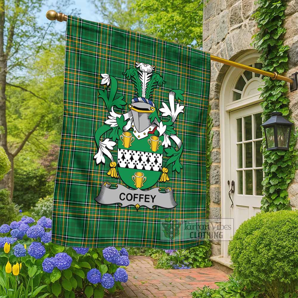 Coffey Irish Clan Tartan Flag with Coat of Arms