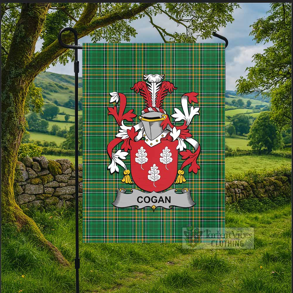 Cogan Irish Clan Tartan Flag with Coat of Arms