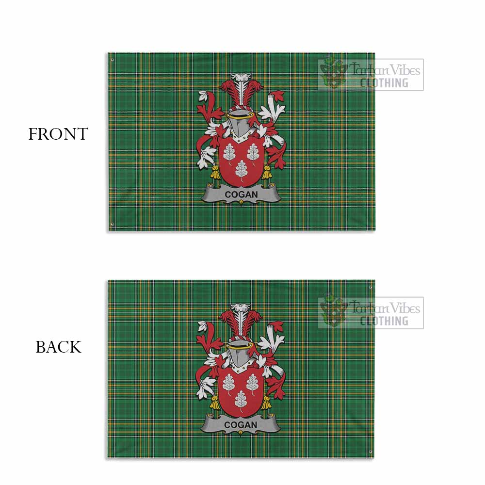 Tartan Vibes Clothing Cogan Irish Clan Tartan House Flag with Coat of Arms