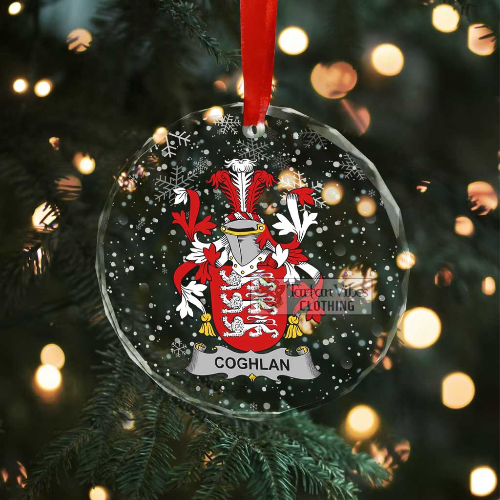 Coghlan Irish Clan Christmas Glass Ornament with Coat of Arms - 2D-tartanvibesclothing