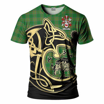 Cole Irish Tartan T-Shirt with Coat of Arms Celtic Wolf Style