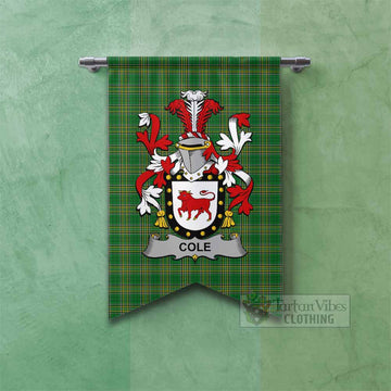 Cole Irish Clan Tartan Gonfalon, Tartan Banner with Coat of Arms