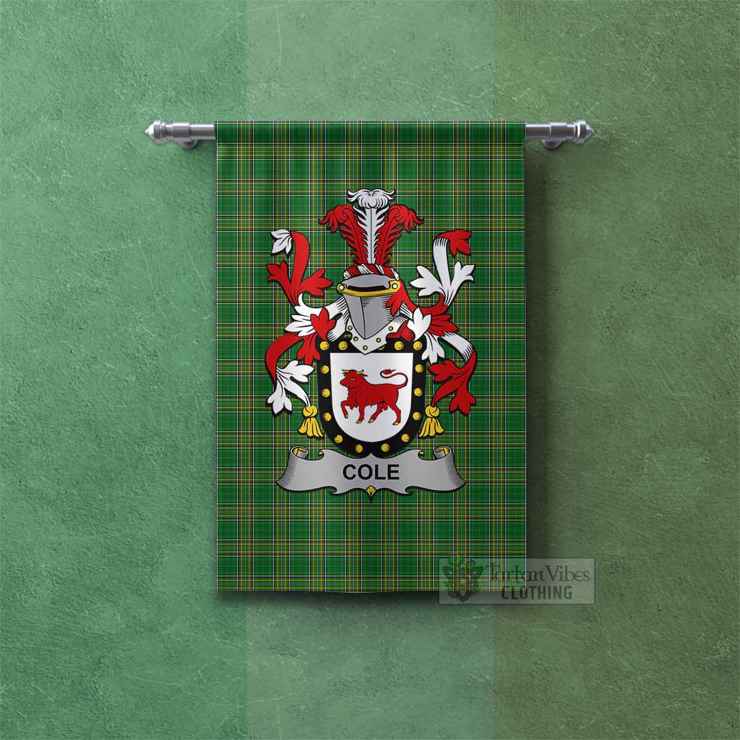 Tartan Vibes Clothing Cole Irish Clan Tartan Gonfalon, Tartan Banner with Coat of Arms