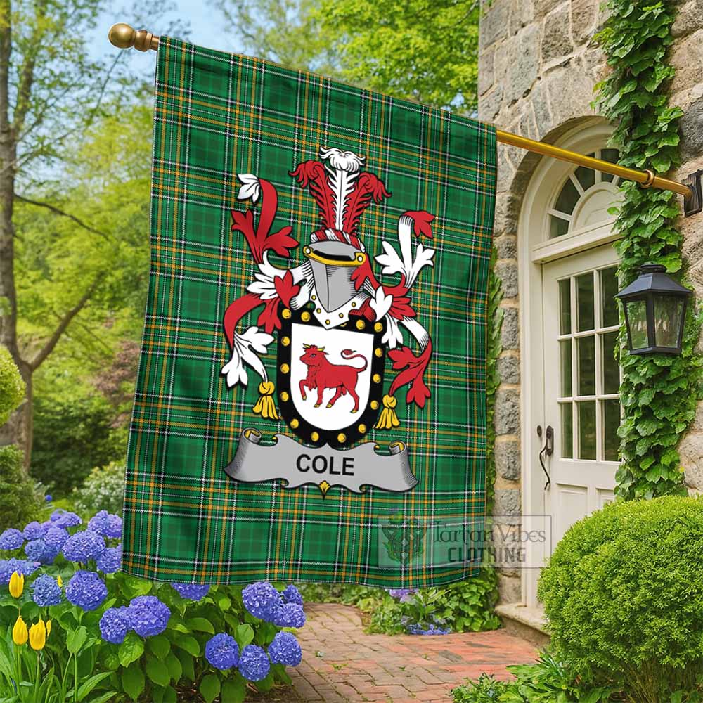 Cole Irish Clan Tartan Flag with Coat of Arms