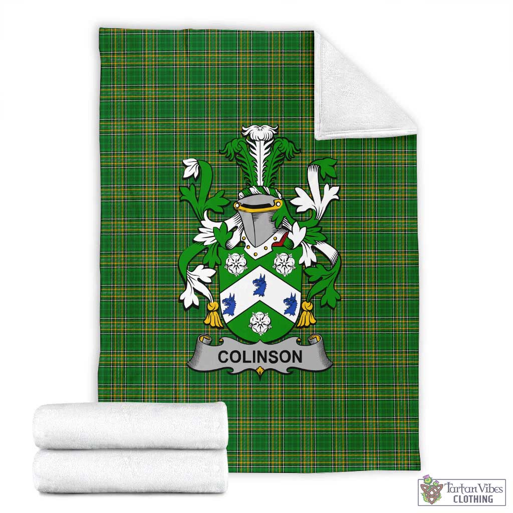 Tartan Vibes Clothing Colinson Irish Clan Tartan Blanket with Coat of Arms