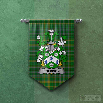 Colinson Irish Clan Tartan Gonfalon, Tartan Banner with Coat of Arms