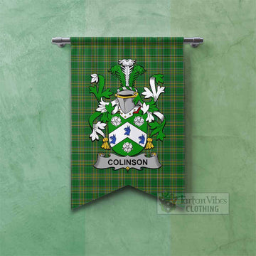 Colinson Irish Clan Tartan Gonfalon, Tartan Banner with Coat of Arms