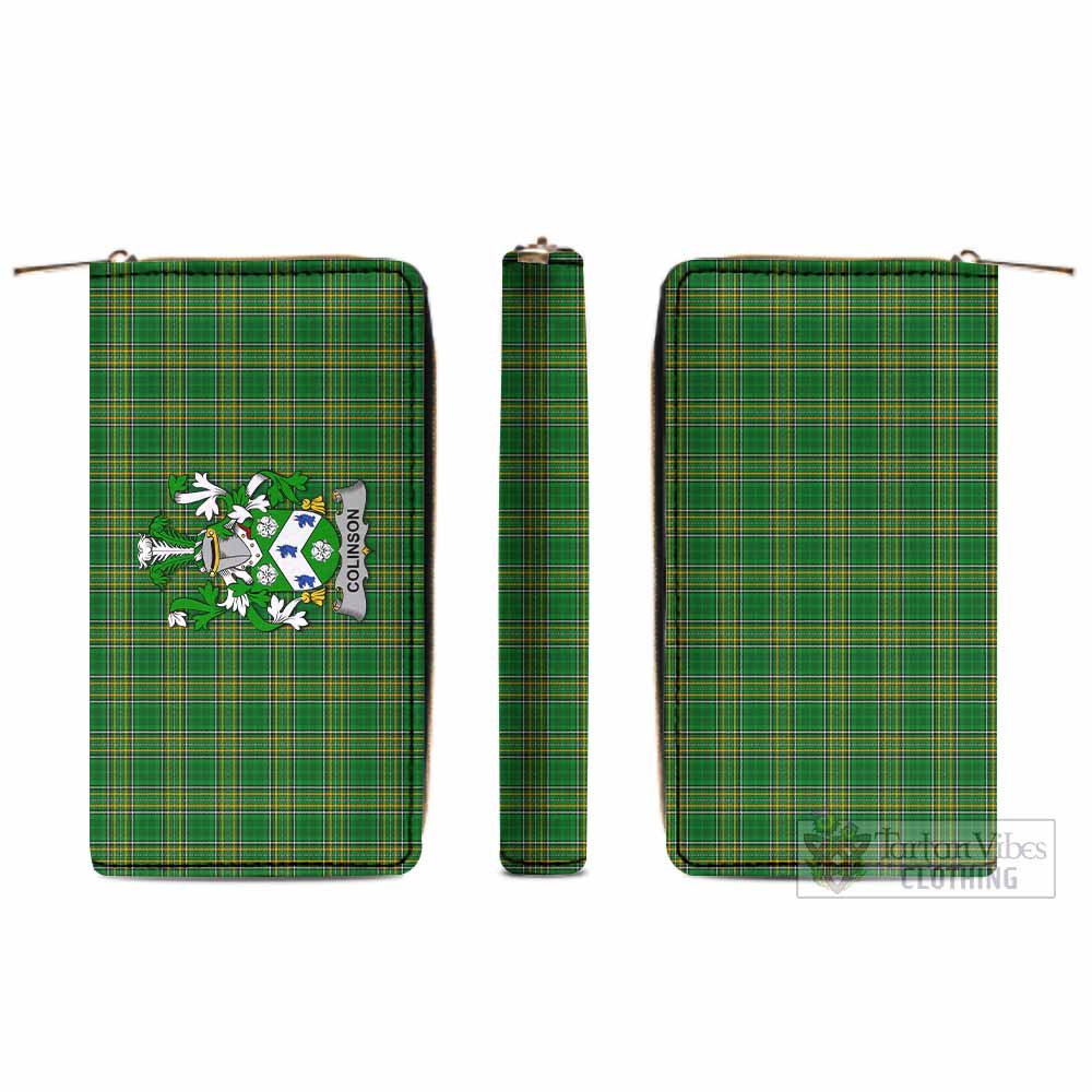 Tartan Vibes Clothing Colinson Irish Clan Tartan Women's Leather Wallet with Coat of Arms