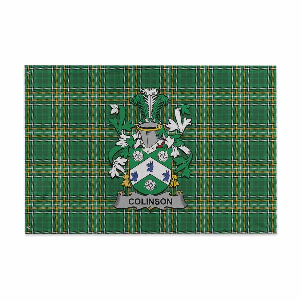 Tartan Vibes Clothing Colinson Irish Clan Tartan House Flag with Coat of Arms