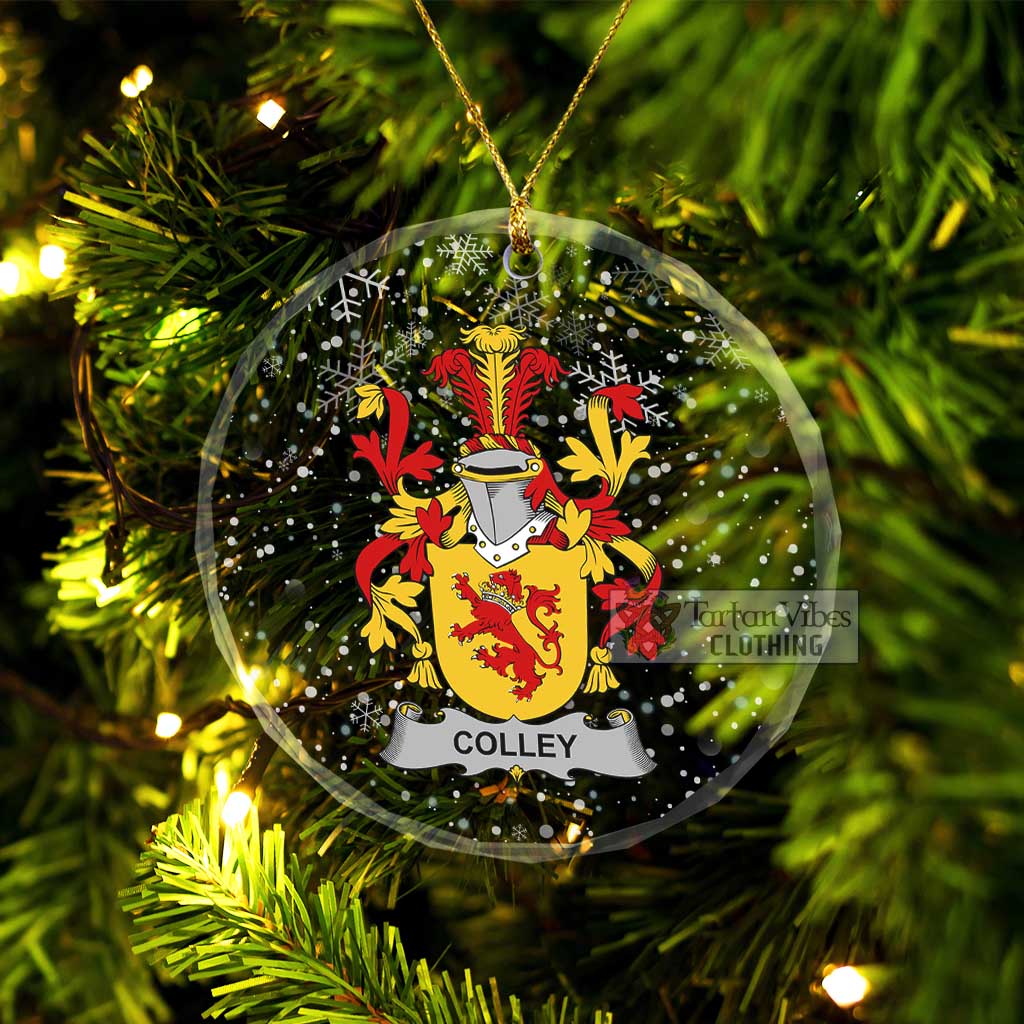 Tartan Vibes Clothing Colley Irish Clan Christmas Glass Ornament with Coat of Arms