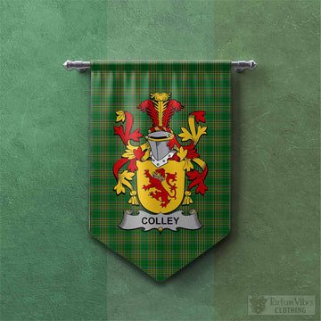 Colley Irish Clan Tartan Gonfalon, Tartan Banner with Coat of Arms