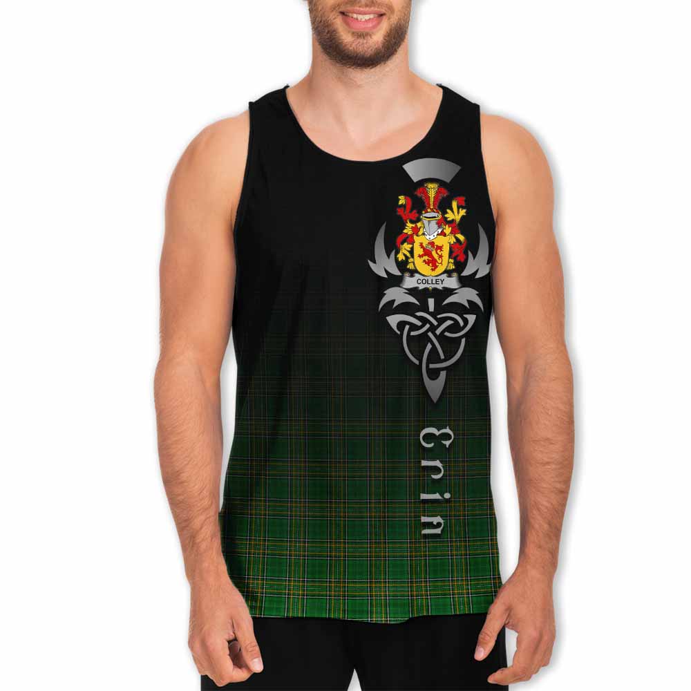 Tartan Vibes Clothing Colley Irish Clan Men's Tank Top with Coat of Arms Erin Go Bragh Celtic Inspired