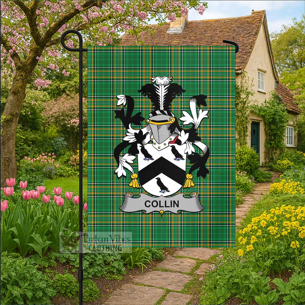 Collin Irish Clan Tartan Flag with Coat of Arms