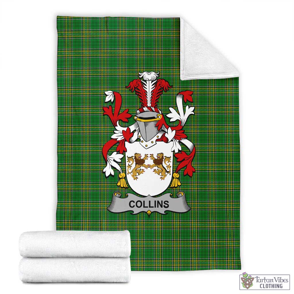 Collins Irish Clan Tartan Blanket with Coat of Arms X-Large 59 x 79 inches 150 x 200 cm - Tartan Vibes Clothing