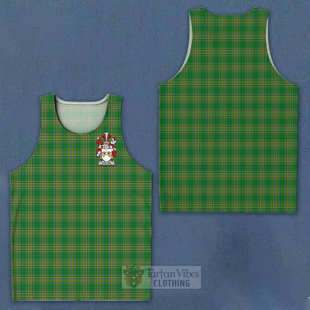 Tartan Vibes Clothing Collins Irish Clan Tartan Men's Tank Top with Coat of Arms