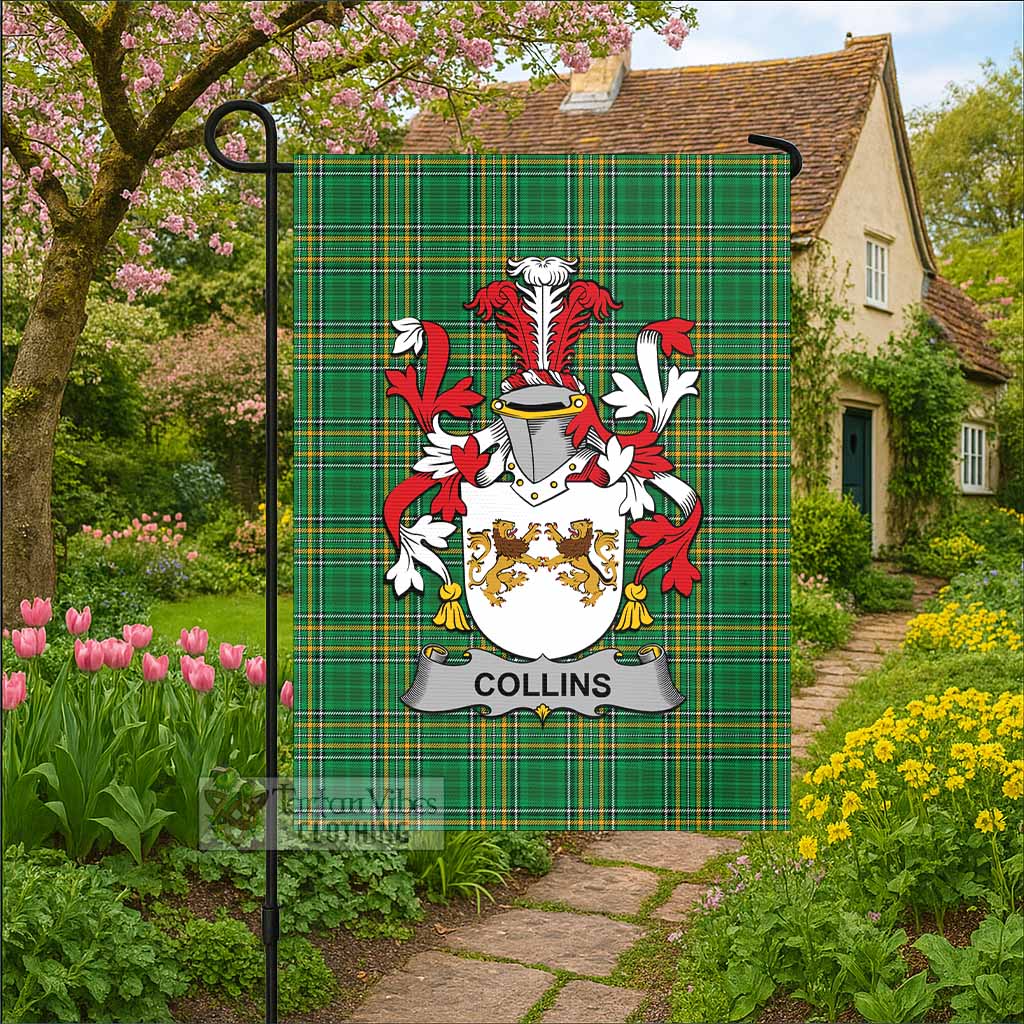 Collins Irish Clan Tartan Flag with Coat of Arms