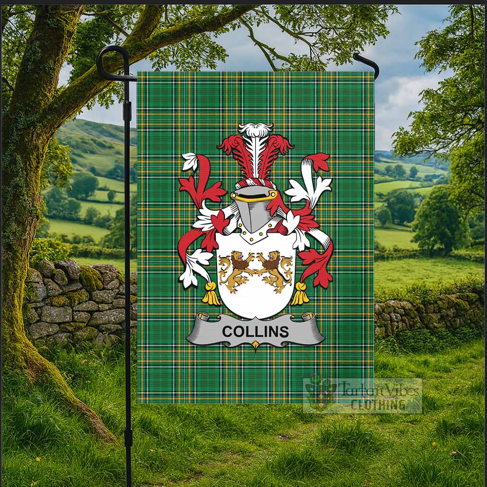 Collins Irish Clan Tartan Flag with Coat of Arms