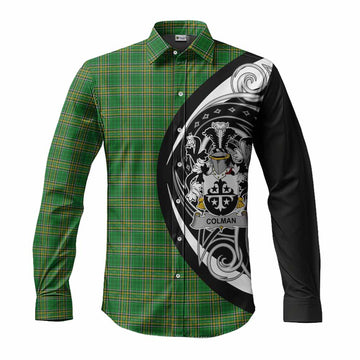 Tartan Vibes Clothing Colman Irish Clan Long Sleeve Button Shirt Celtic Circle Style