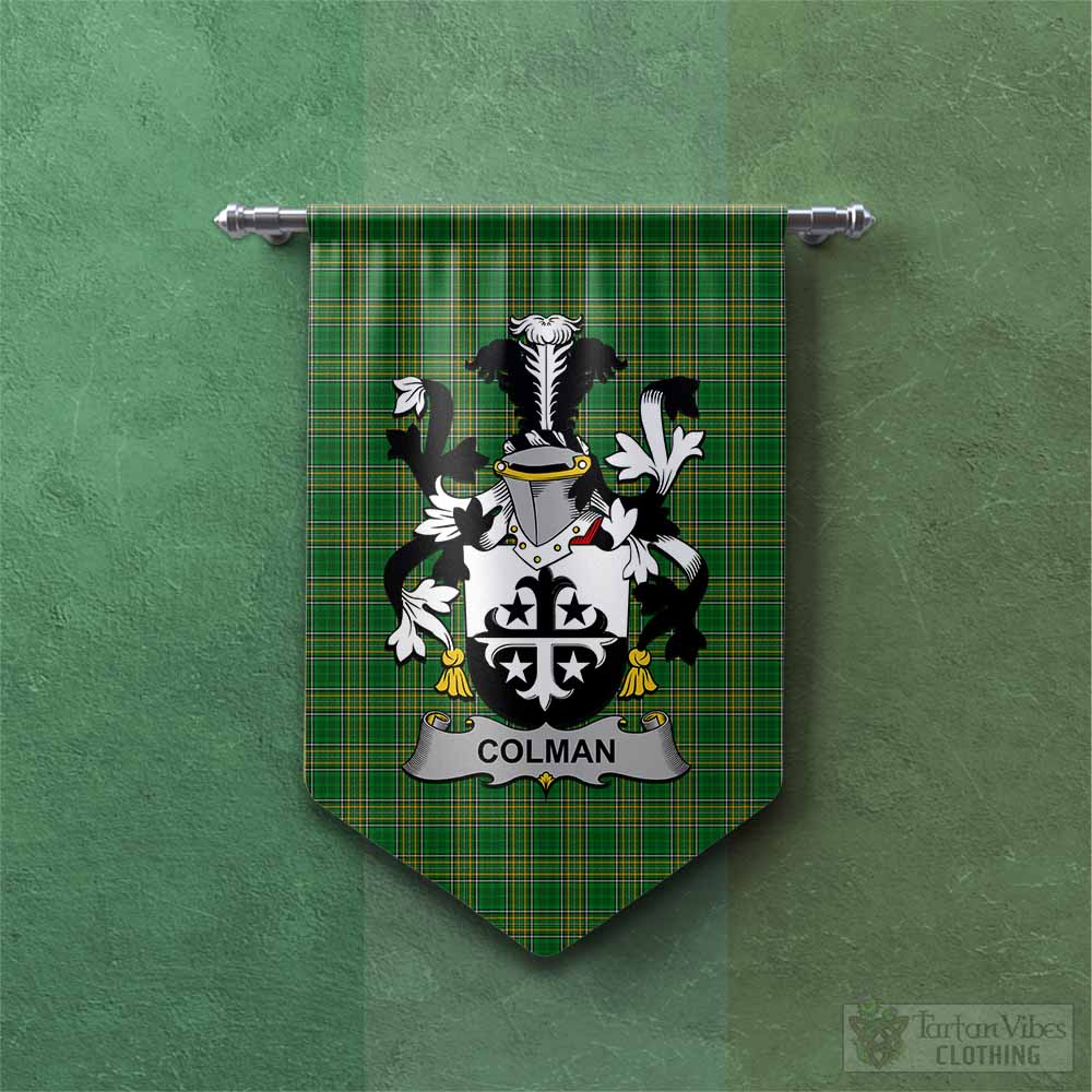 Tartan Vibes Clothing Colman Irish Clan Tartan Gonfalon, Tartan Banner with Coat of Arms