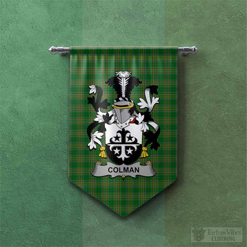 Tartan Vibes Clothing Colman Irish Clan Tartan Gonfalon, Tartan Banner with Coat of Arms