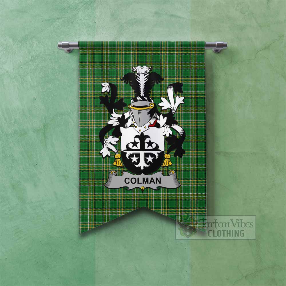 Tartan Vibes Clothing Colman Irish Clan Tartan Gonfalon, Tartan Banner with Coat of Arms