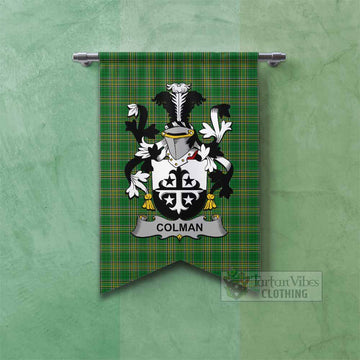 Tartan Vibes Clothing Colman Irish Clan Tartan Gonfalon, Tartan Banner with Coat of Arms