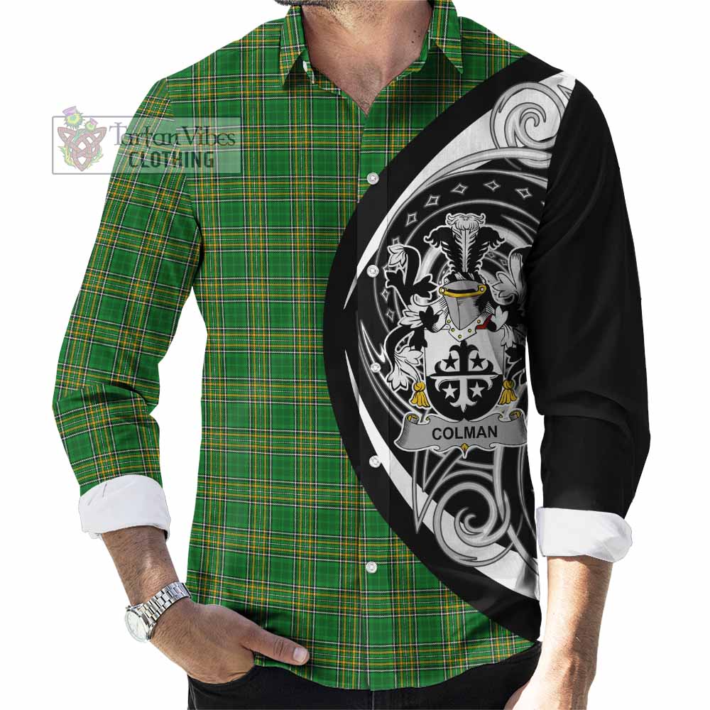 Tartan Vibes Clothing Colman Irish Clan Long Sleeve Button Shirt Celtic Circle Style