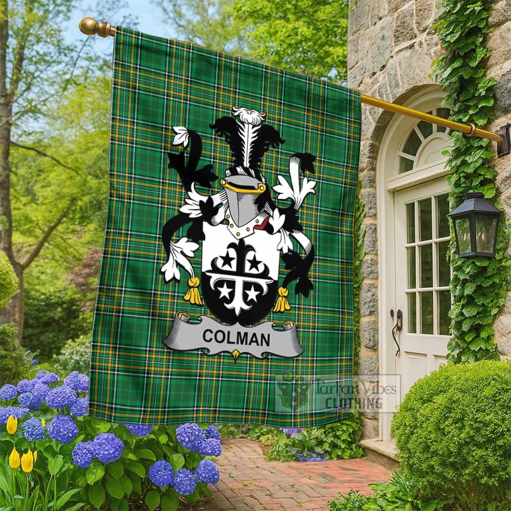 Colman Irish Clan Tartan Flag with Coat of Arms