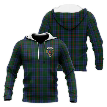 Colquhoun Tartan Knitted Hoodie with Family Crest