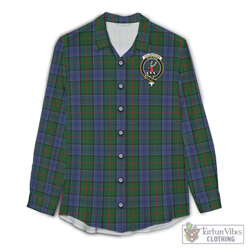 Tartan Vibes Clothing Colquhoun Tartan Womens Casual Shirt with Family Crest