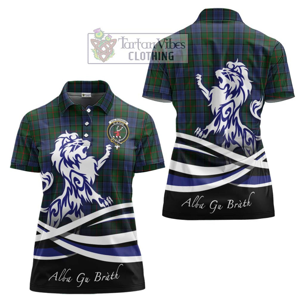Colquhoun Tartan Women's Polo Shirt with Alba Gu Brath Regal Lion Emblem Women - Tartanvibesclothing Shop