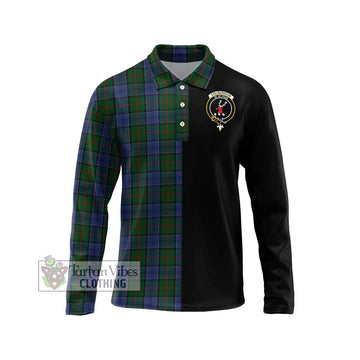 Colquhoun Tartan Long Sleeve Polo Shirt with Family Crest and Half Of Me Style Unisex - Tartanvibesclothing Shop